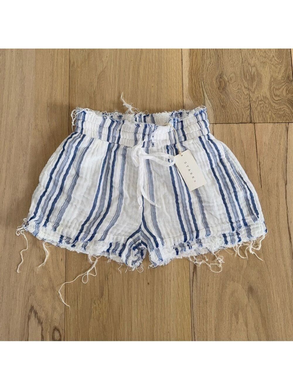 Stark X Blonde Elastic Waist Shorts White And Blue Size XS NWT